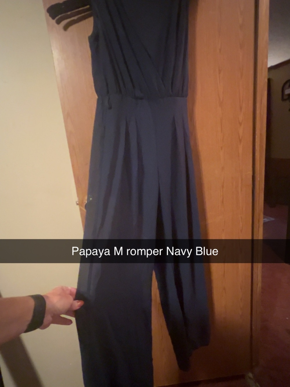 Papaya Navy Wrap-Style Sleeveless Jumpsuit